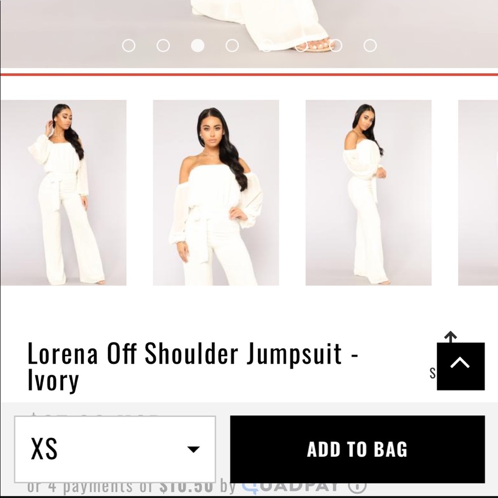 Fashion Nova white off shoulder jumpsuit
